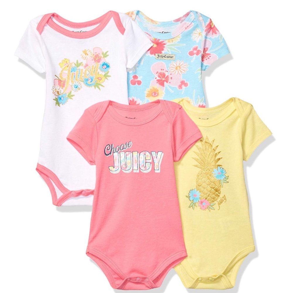 Juicy Couture 4 pack baby onesies